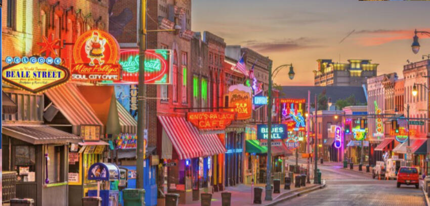 canva collage of memphis stuff